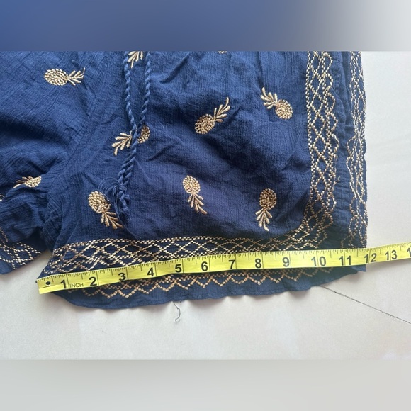 J.Crew Navy Blue Pineapple Embroidered Women's Shorts size Small elastic waist - Picture 8 of 15